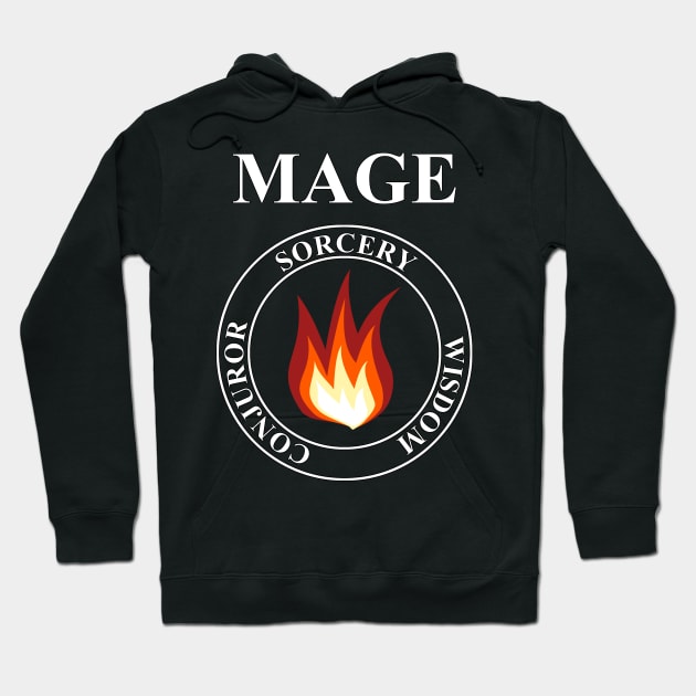 Mage Fantasy RPG Class Fire Magic T-shirt Hoodie by AgemaApparel